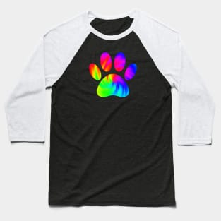 Tie Dye Dog Paw Print Graphic Baseball T-Shirt